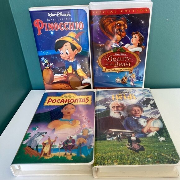 DISNEY VHS Lot of 4 Heidi Pocahontas Pinocchio Beauty Beast Enchanted Christmas - Picture 4 of 5